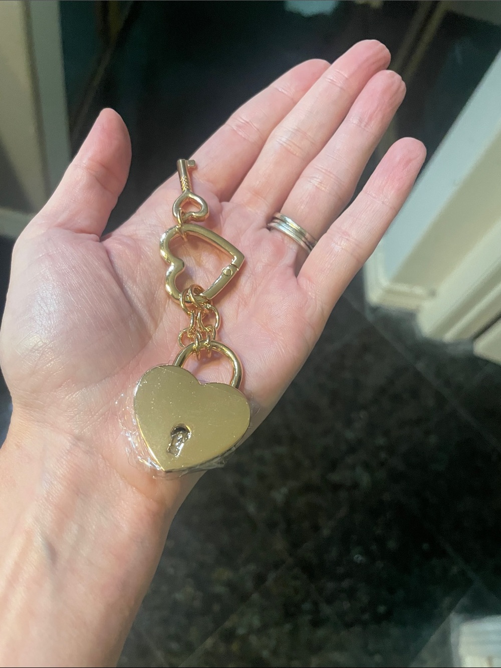 Gold Locket & Key Bag Charm - Picture 3 of 6